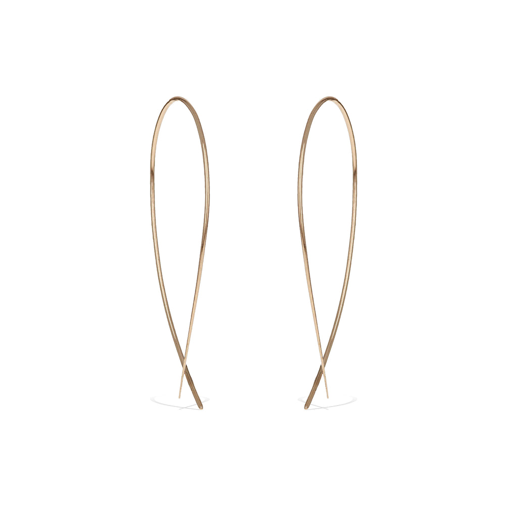 Thin Rose Gold Threader Hoop Earrings - Alexandra Marks