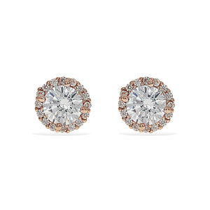 
            
                Load image into Gallery viewer, Alexandra Marks | Rose Gold CZ Halo Stud Earrings
            
        