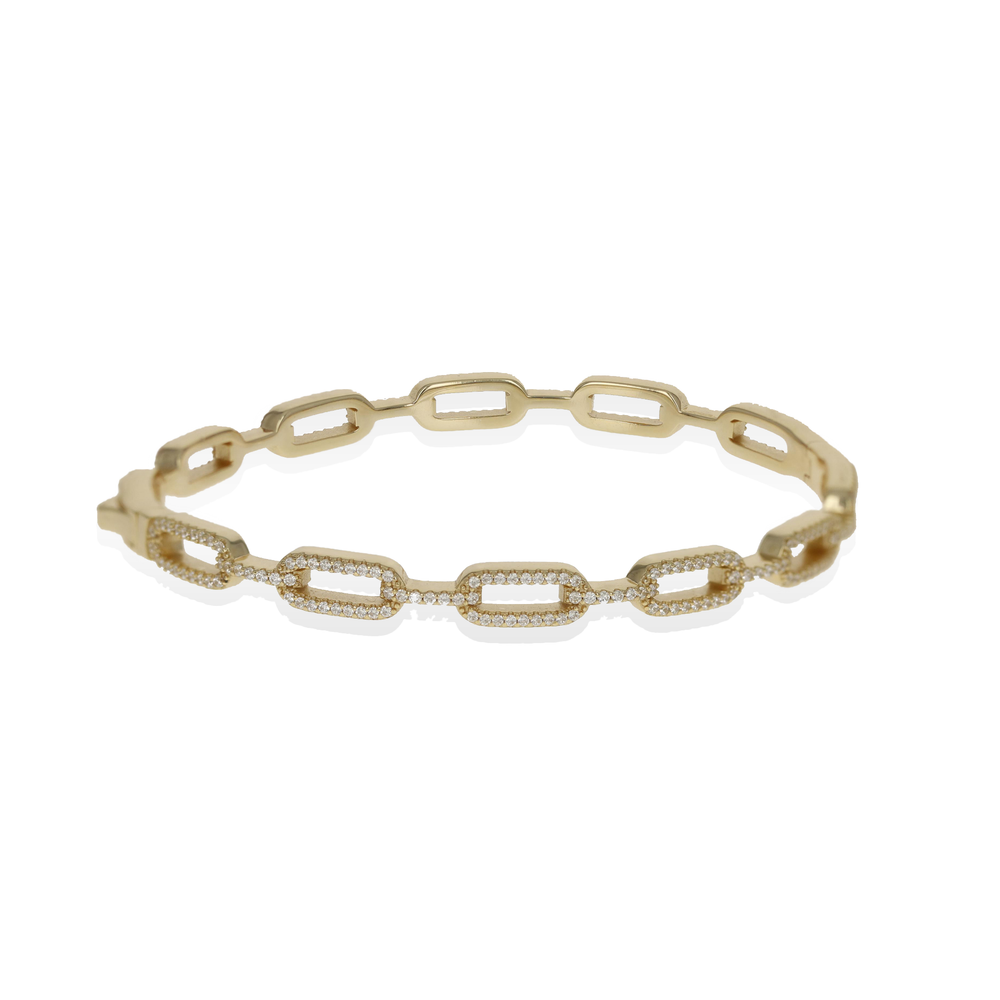 Oval Link Gold CZ Bangle Bracelet | Alexandra Marks Jewelry
