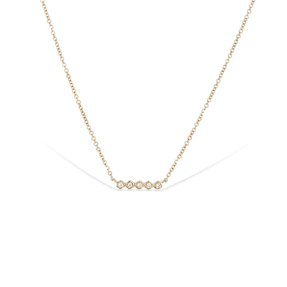 Alexandra Marks - Dainty Diamond Bar Necklace in 14kt Gold