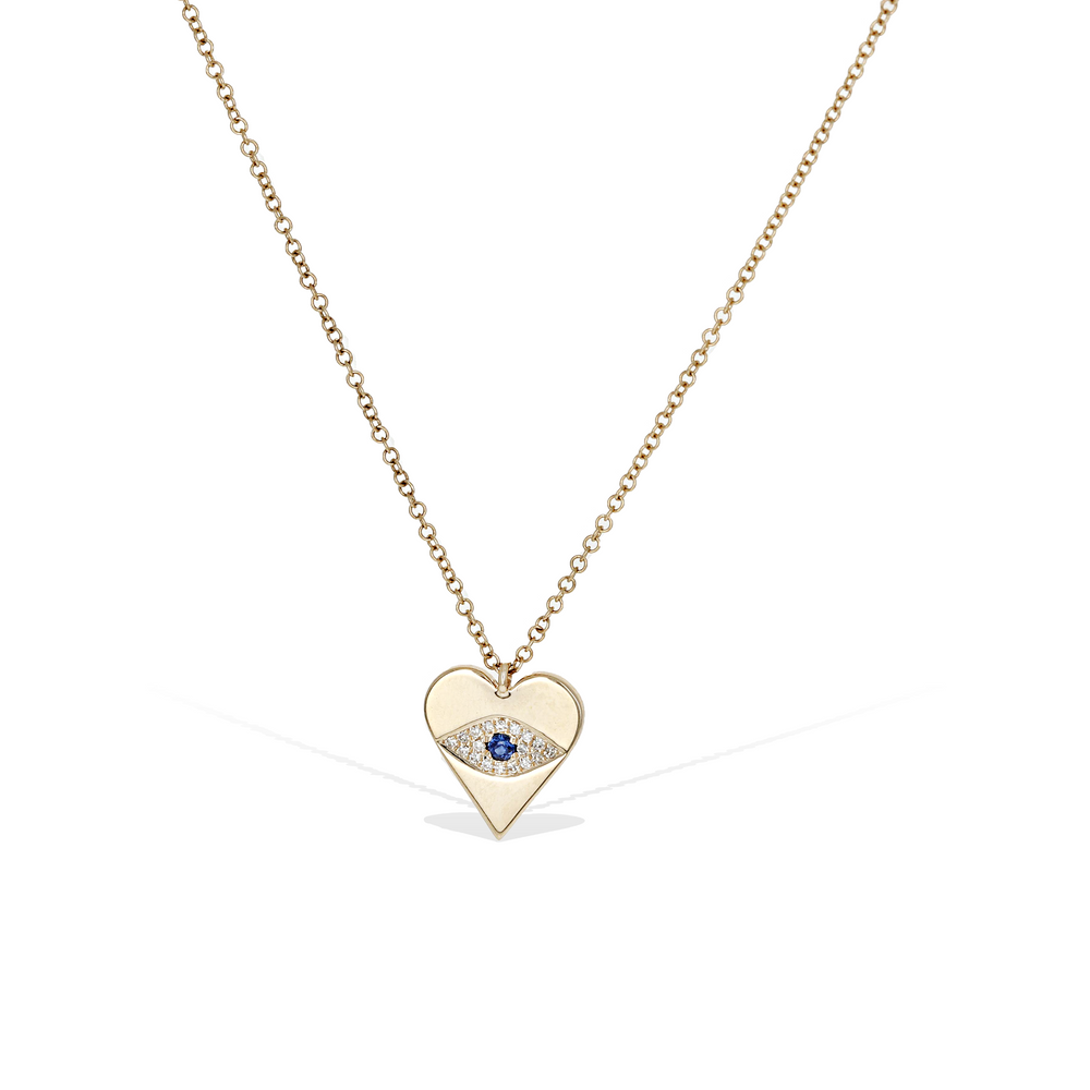 Diamond Evil Eye Heart Necklace in 14kt Yellow Gold from Alexandra Marks Jewelry