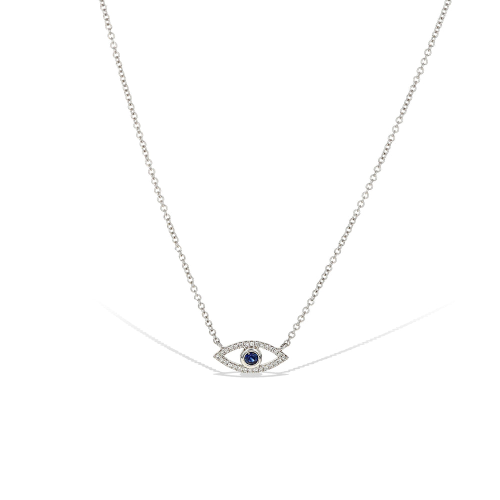 
            
                Load image into Gallery viewer, Diamond Evil Eye White Gold Necklace | Alexandra Marks Jewelry
            
        