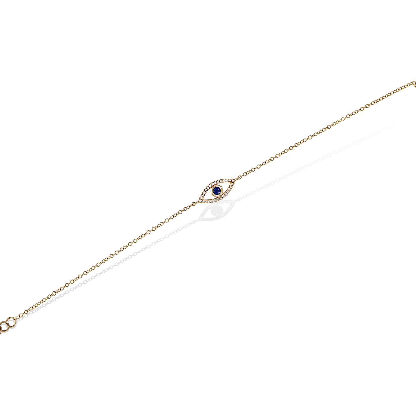 Alexandra Marks | Dainty diamond evil eye 14kt gold bracelet