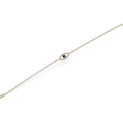 Alexandra Marks | Dainty diamond evil eye 14kt gold bracelet