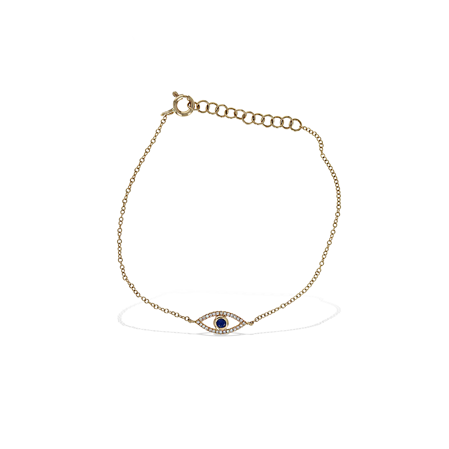 Alexandra Marks | Diamond & Sapphire Evil Eye Bracelet in 14kt Yellow Gold