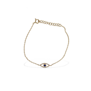 
            
                Load image into Gallery viewer, Alexandra Marks | Diamond &amp;amp; Sapphire Evil Eye Bracelet in 14kt Yellow Gold
            
        