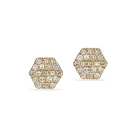 Alexandra Marks - Dainty Diamond Hexagon Earrings in 14kt Gold