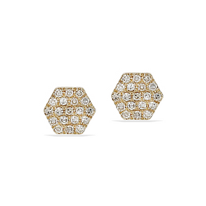 
            
                Load image into Gallery viewer, Alexandra Marks - Dainty Diamond Hexagon Earrings in 14kt Gold
            
        