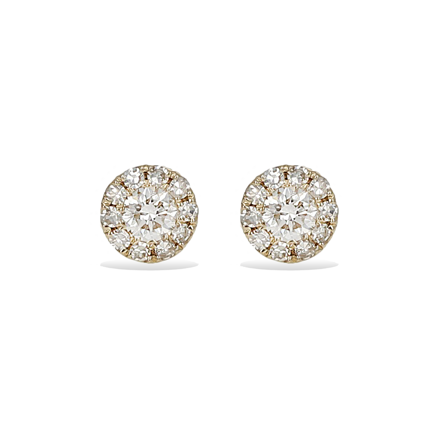 Alexandra Marks - Dainty Diamond Halo Stud Earrings in 14kt Yellow Gold