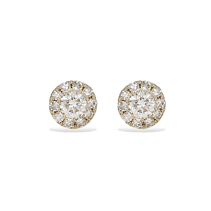 Alexandra Marks - Dainty Diamond Halo Stud Earrings in 14kt Yellow Gold