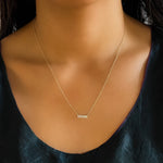 Alexandra Marks | Petite Pave' Diamond Bar Necklace in 14kt Gold