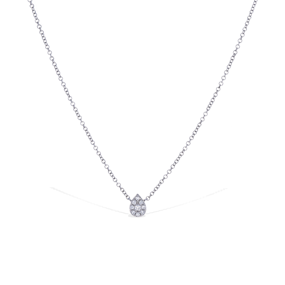 Tiny Diamond Pear 14k White Gold Choker Necklace - Alexandra Marks Jewelry