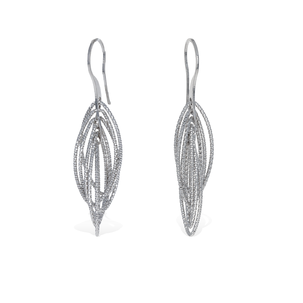 Silver Diamond Cut Oval Drop Earrings - Alexandra Marks Jewelry