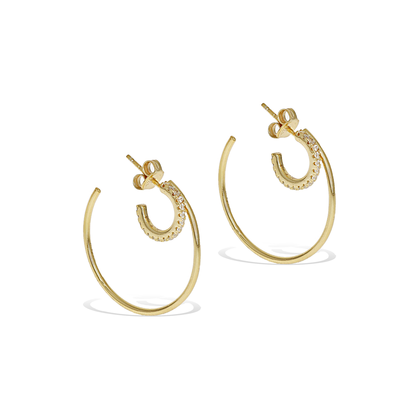 Small and Large combined hoop earrings in gold from Alexandra marks jewelry