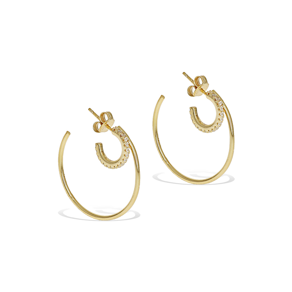 
            
                Load image into Gallery viewer, Small and Large combined hoop earrings in gold from Alexandra marks jewelry
            
        