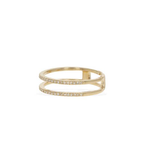 Diamond Double Row Ring in 14k Yellow Gold | Alexandra Marks Jewelry