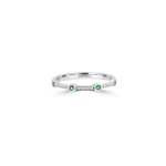 Thin Emerald and Diamond Stacking Ring in White Gold