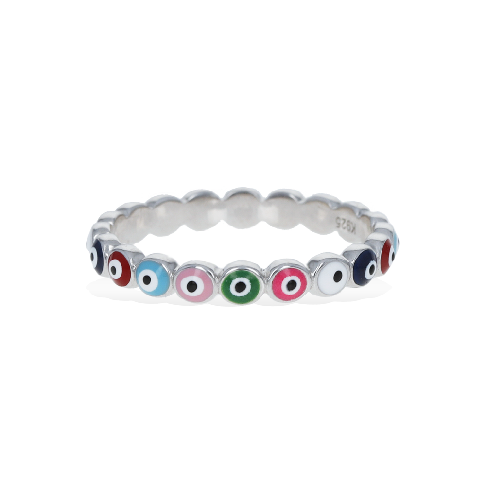 Colorful Evil Eye Stacking Ring in Sterling Silver from Alexandra Marks Jewelry