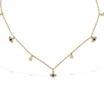 Alexandra Marks | Tiny Evil Eye Charm Cz Choker Necklace in gold plated sterling silver