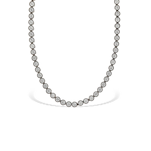 Radiant Round Brilliant Bezel Set CZ 16" Tennis Necklace - Alexandra Marks Jewelry