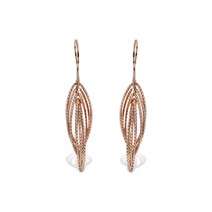 Fishhook Diamond Cut Rose Gold Oval Dangle Earrings - Alexandra Marks Jewelry