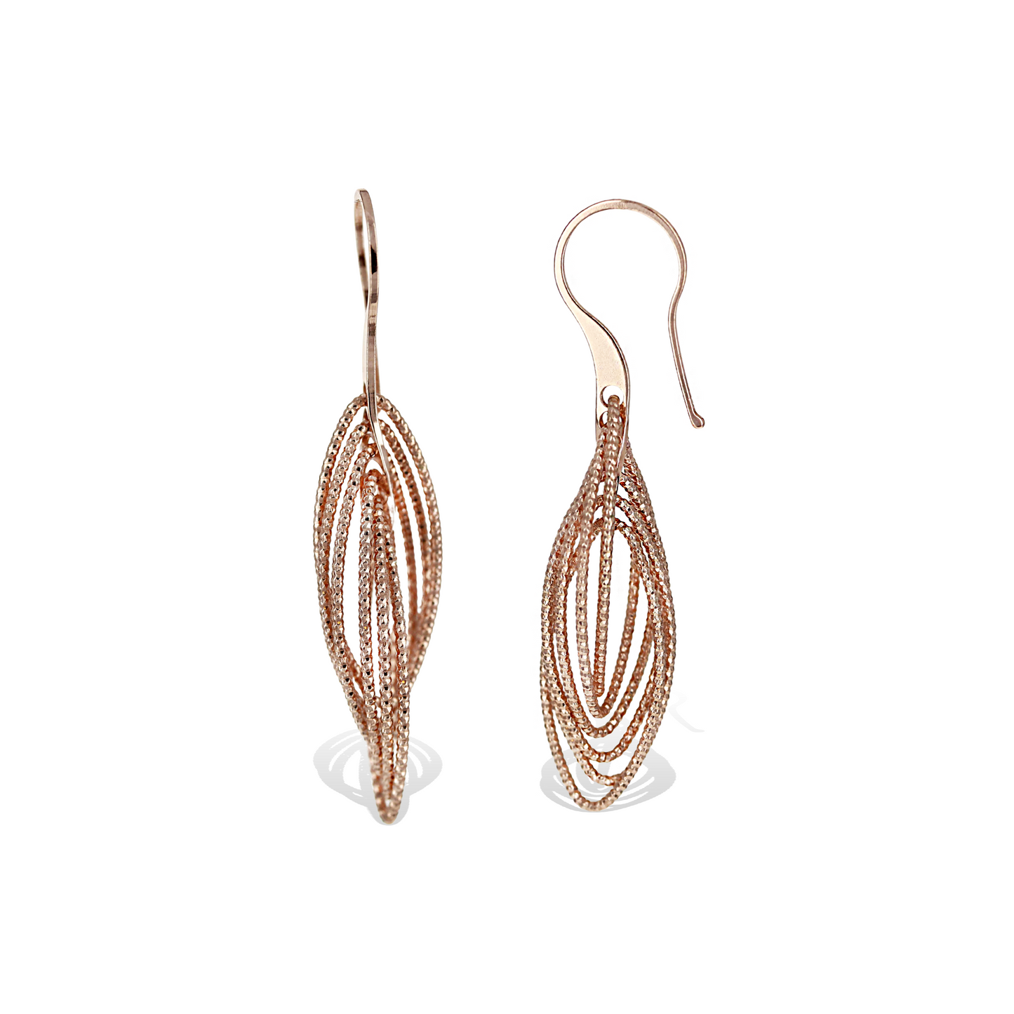 Geometric Oval Diamond Cut Rose Gold Plated Drop Earrings - Alexandra Marks Jewelry