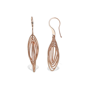 
            
                Load image into Gallery viewer, Geometric Oval Diamond Cut Rose Gold Plated Drop Earrings - Alexandra Marks Jewelry
            
        