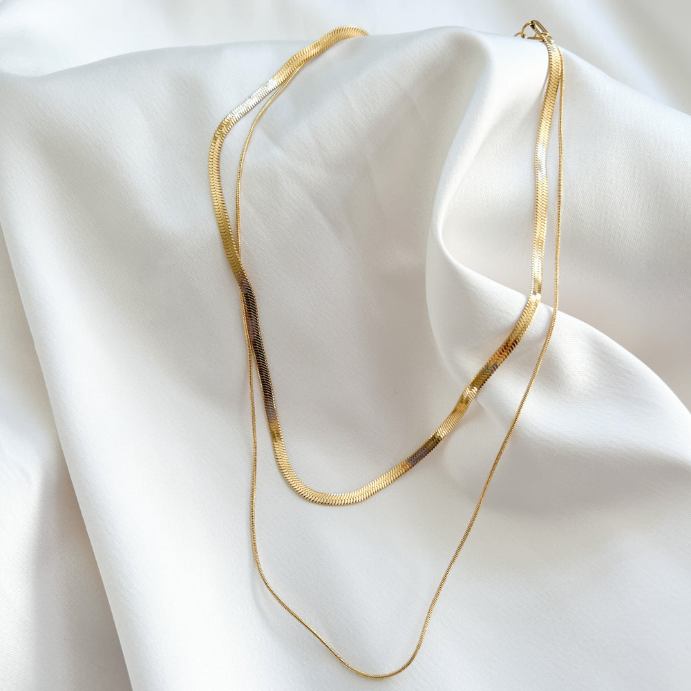 
            
                Load image into Gallery viewer, Double Gold Herringbone Necklace from Alexandra Marks Jewelry
            
        