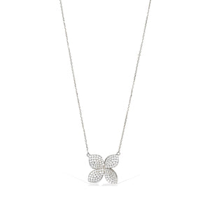 
            
                Load image into Gallery viewer, Woman&amp;#39;s Cz Floral Gardenia Necklace in sterling silver 18&amp;quot;
            
        
