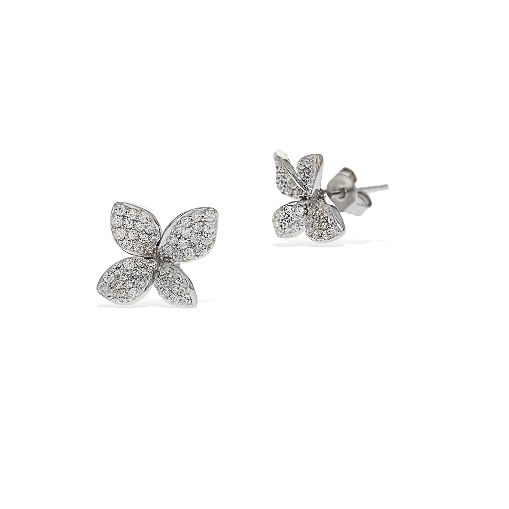 Sterling Silver CZ Flower Stud Earrings from Alexandra Marks Jewelry