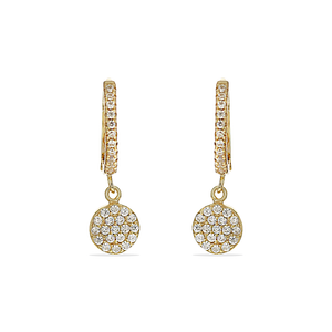Alexandra Marks | Gold Huggie Hoop Earrings with Pave Cz Disc Charm