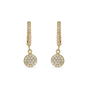 Alexandra Marks | Gold Huggie Hoop Earrings with Pave Cz Disc Charm