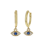Alexandra Marks | Gold Huggie Hoop Earrings with Evil Eye Cz Charm