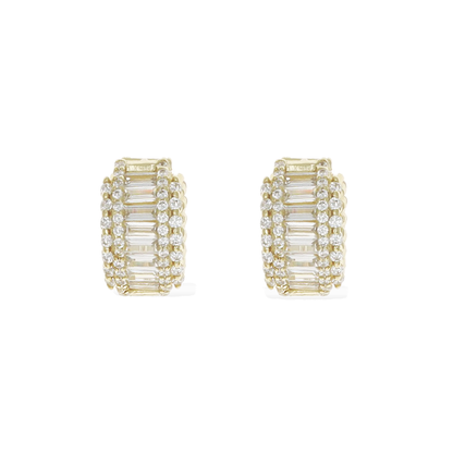 Gold CZ Fancy Huggie Hoop Earrings from Alexandra Marks Jewelry