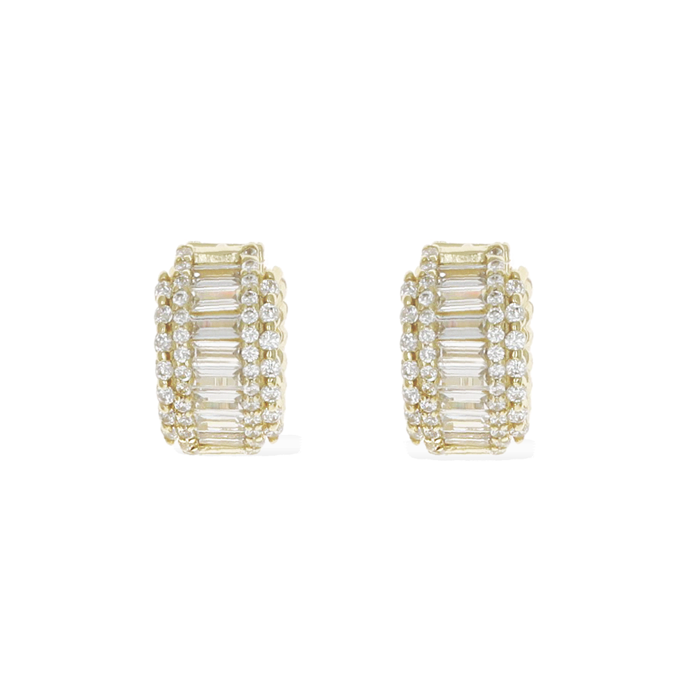 
            
                Load image into Gallery viewer, Gold CZ Fancy Huggie Hoop Earrings from Alexandra Marks Jewelry
            
        