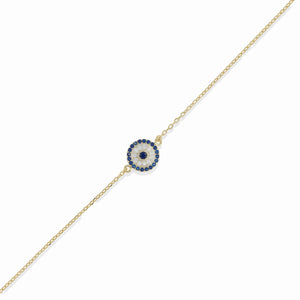 Blue and white cz single evil eye delicate bracelet from Alexandra Marks Jewelry