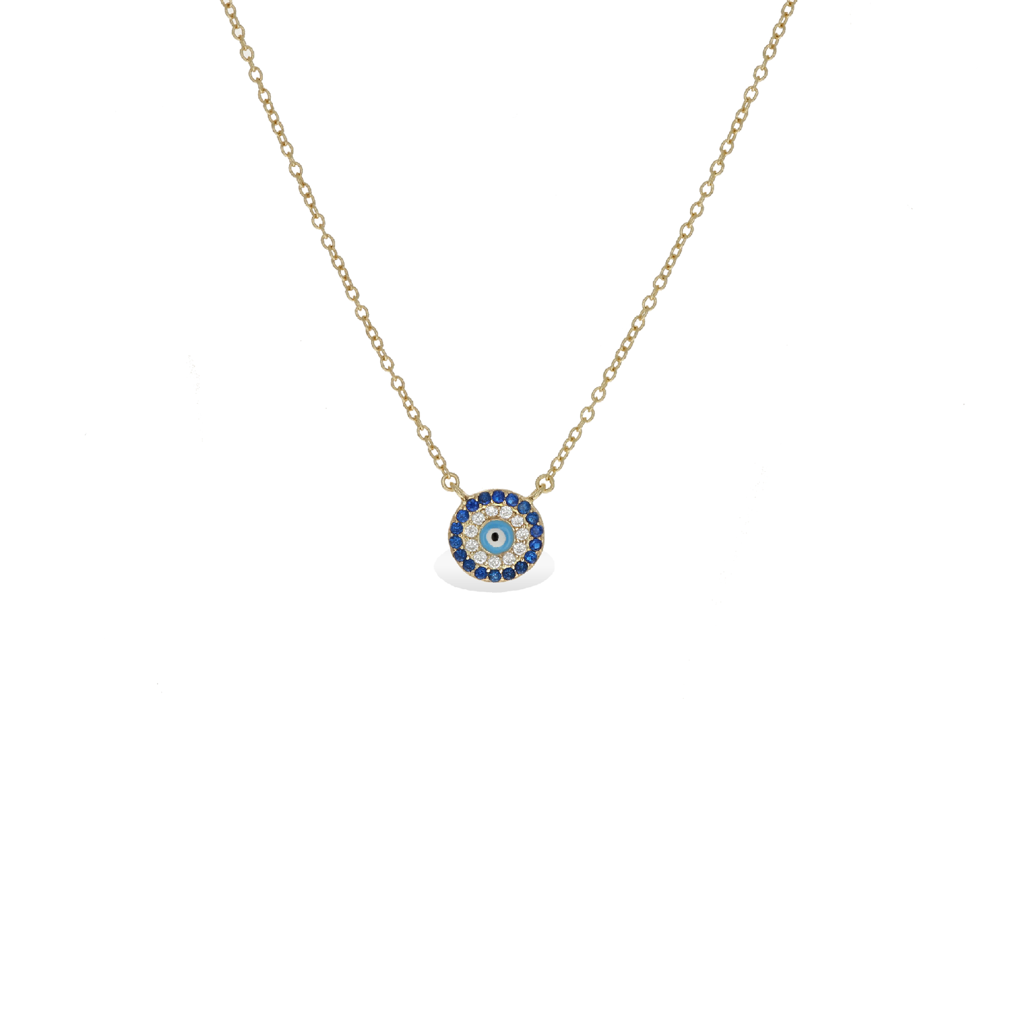 Small Gold Evil Eye Disc Necklace - Alexandra Marks Jewelry