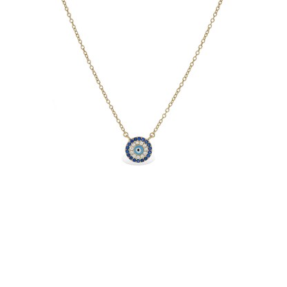 Small Gold Evil Eye Disc Necklace - Alexandra Marks Jewelry
