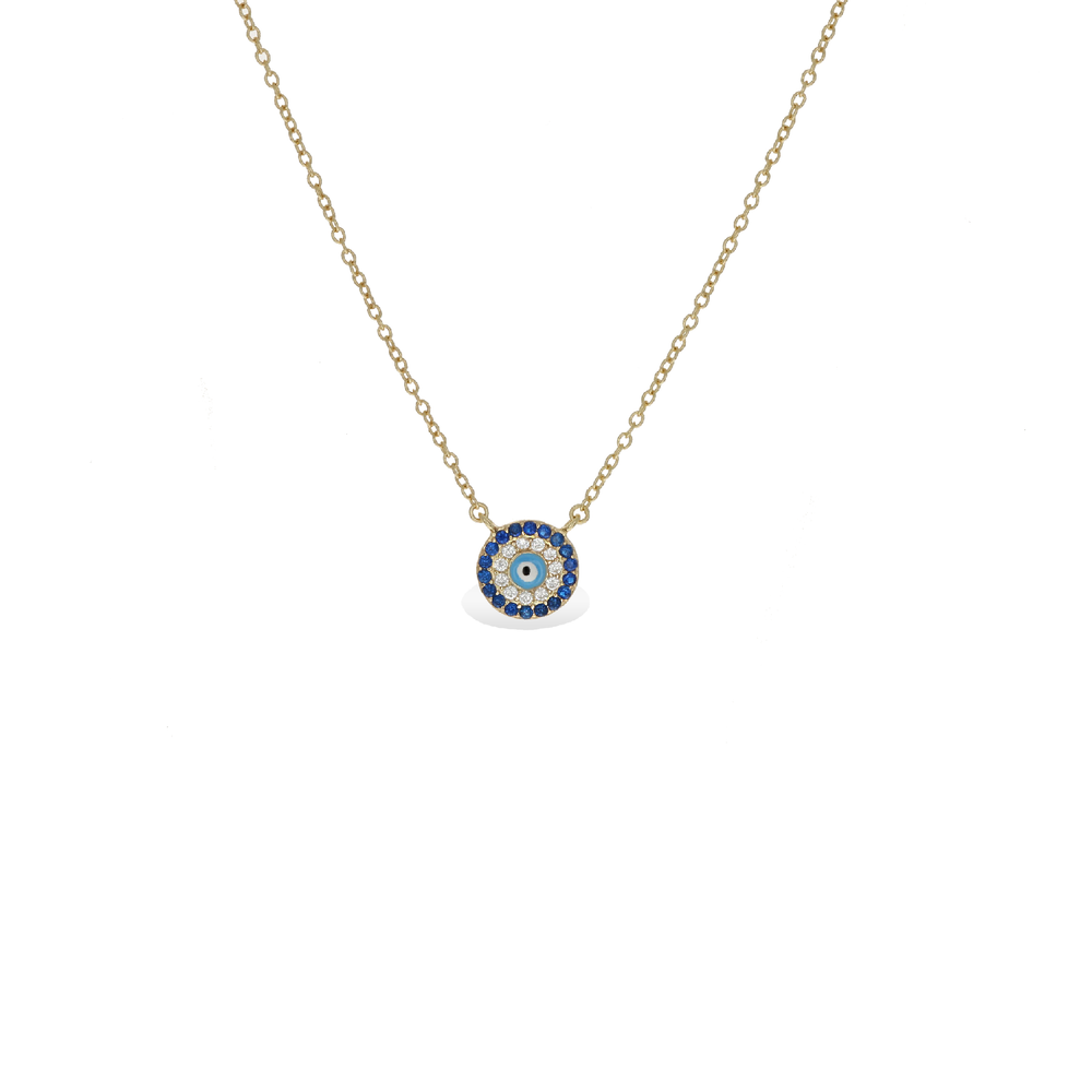 Small Gold Evil Eye Disc Necklace - Alexandra Marks Jewelry
