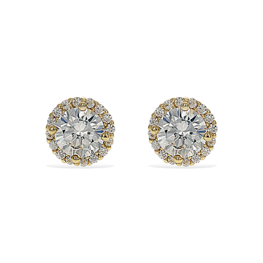 Alexandra Marks | Round CZ Halo Stud Earrings in Gold Plated Silver