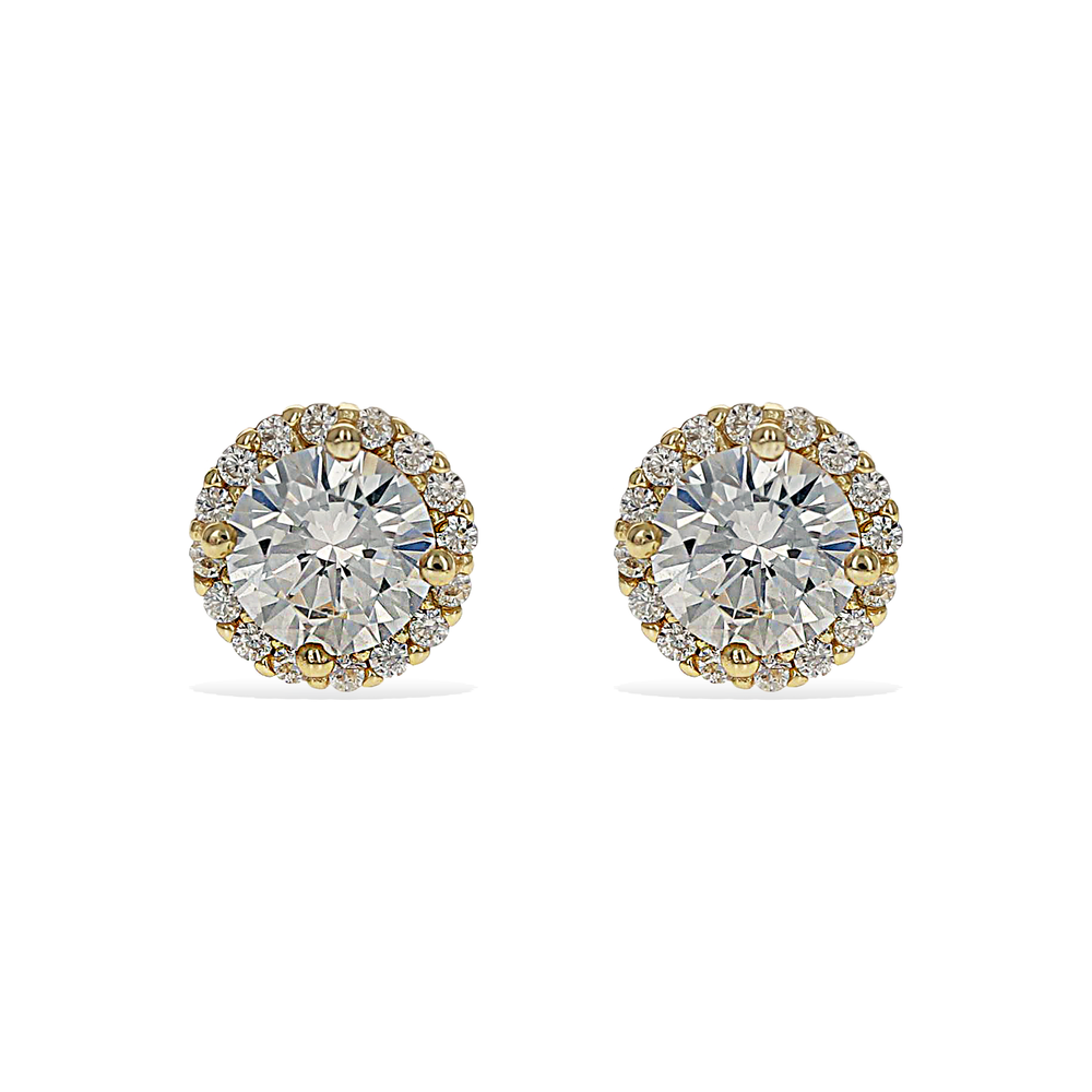 
            
                Load image into Gallery viewer, Alexandra Marks | Round CZ Halo Stud Earrings in Gold Plated Silver
            
        