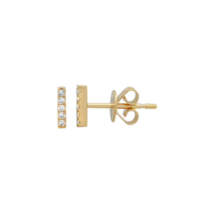 Small Diamond Bar Stud Earrings in 14k Yellow Gold | Alexandra Marks Jewelry