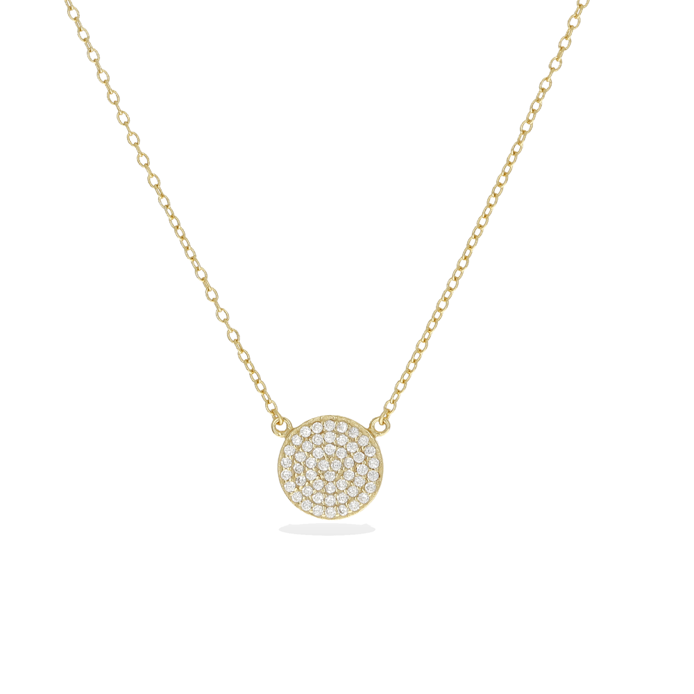 Pave' Cubic Zirconia Gold Circle Necklace from Alexandra Marks Jewelry