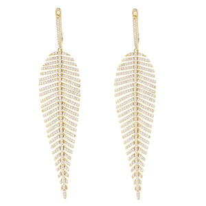 
            
                Load image into Gallery viewer, Fancy Long Gold Feather Statement Earrings at Alexandra Marks Jewelry
            
        
