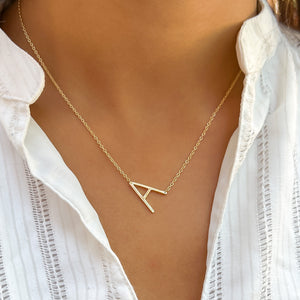 
            
                Load image into Gallery viewer, Classic Gold Letter A Initial Necklace - Alexandra Marks Jewelry
            
        