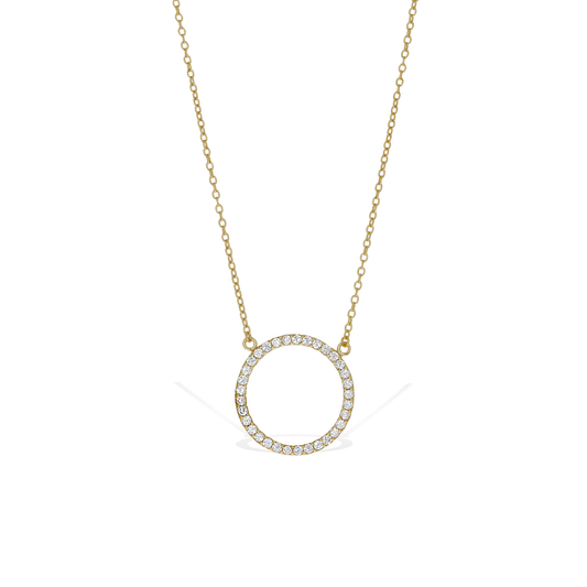 Cubic Zirconia Open Circle Gold Necklace | Alexandra Marks Jewelry