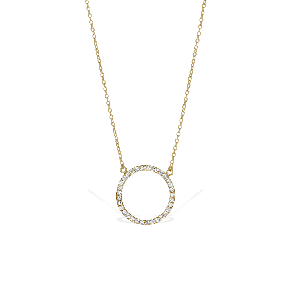 
            
                Load image into Gallery viewer, Cubic Zirconia Open Circle Gold Necklace | Alexandra Marks Jewelry
            
        