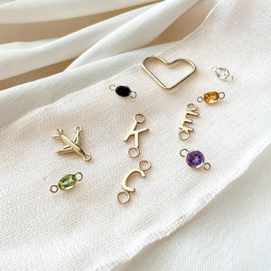 Gold Initial and Gemstone Permanent Forever Bracelet Charms From Alexandra Marks Jewelry