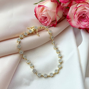 Gold Bouquet CZ Floral Tennis Bracelet from Alexandra Marks Jewelry