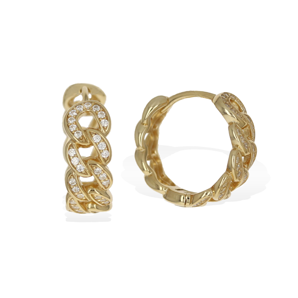 
            
                Load image into Gallery viewer, Gold CZ Chain Link Hoop Earrings | Alexandra Marks Jewelry
            
        